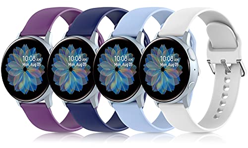 BOLESI 4 PACK Bands Compatible with Samsung Galaxy Watch 4 / Galaxy Watch Active / Active 2 44mm 40mm / Galaxy Watch 3 41mm / Galaxy Watch 42mm, 20mm Soft Silicone Sport Strap Replacement bands(White / purple / navy blue / light blue-S) BOLESI 4 PACK Bands Compatible with Samsung Galaxy Watch 4 / Galaxy Watch Active / Active 2 44mm 40mm / Galaxy Watch 3 41mm / Galaxy Watch 42mm, 20mm Soft Silicone Sport Strap Replacement bands(White / purple / navy blue / light blue-S)