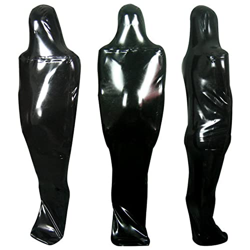 Chest Entry Black Latex Sleeping Bag Chest Zipper Tight Body Bag Rubber Sleep Sack Open Nose Holes