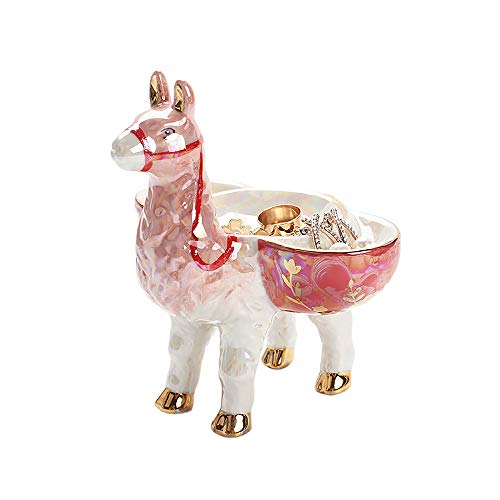 Preisvergleich Produktbild Alpaka-Stil Schmuck Halskette Ring Speicherfach-Organizer Kleiner Schmuck Aufbewahrungskiste Schmuckständer Schmuck Halteranzeige Für Waschraum Badezimmer Schlafzimmer, Keramikglasur, 11.5x13cm
