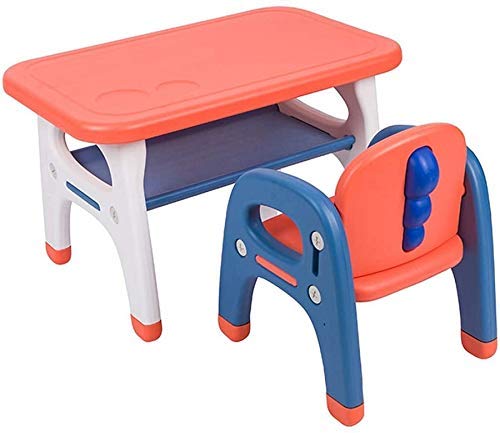 shopurb Table & Chair Sets Kids,Kindergarten Children Desk Chair Set,Toy Combined Study Table and Chair Set,Home Game Table,Interactive Workstation,Plastic Furniture (Orange)