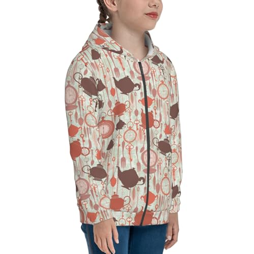 Tea Theme Kid Hoodies Boys Zip Up Sweatshirts Girls Pullover with Pocket4
