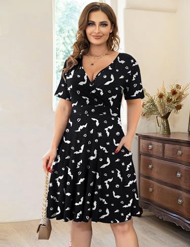Image of Ahlaray Plus Size Faux Wrap Dress for Curvy Women with Pockets