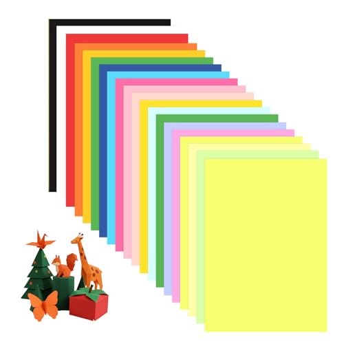 Origami Papier 200 Blatt Buntes Papier A4 20 leuchtende Farben 80 g/m Doppelseitig Tonpapier Bunt Bastelpapier Faltpapier für DIY Origami Bastelprojekte Verzieren Geschenken