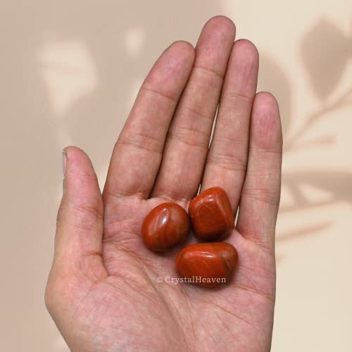 Image of Certified Red Jasper Crystal Healing Tumbled Stone, Natural Polished Crystals for DIY Crafts, Manifestation, Meditation, Pooja Feng Shui and Reiki Healing (30 Grams)