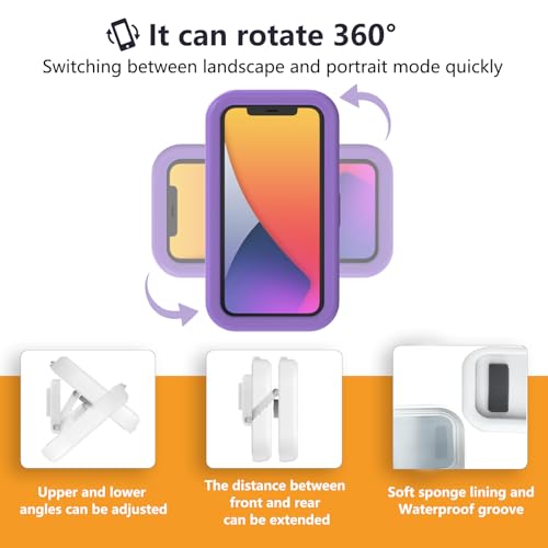 Image of Waterproof Shower Phone Holder,360 Rotation Shower Phone Case, Angle Adjustable, Anti-Fog High Sensitivity,for Bathroom,Batheub, Kitchen Wall,Compatible with 4 inch - 6.8 inch Cell Phones