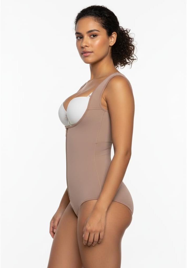Colombian Faja 1025 Body Shaper - High Compression Postpartum Shapewear Bodysuit Tummy Control Wide Straps