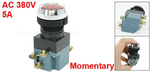 Sourcingmap AC 600V 10A Indicator Light I/O Start Stop Momentary Push Button Switch, Yellow - Image 2