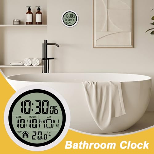 Horloge murale à ventouse étanche pour douche, cuisine et spa
