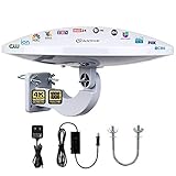 Amplified HDTV Antenna Outdoor/Indoor with Built-in 4G LTE Filter, Omni-Directional Reception, 65 Mi