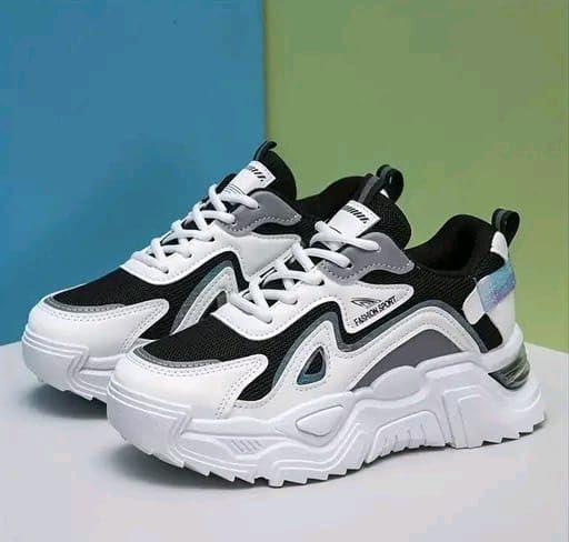 Image of Women Chunky Sneakers Lightweight Lace-Up Casual Sports Shoes Breathable Mesh Walking Shoes - NID44059