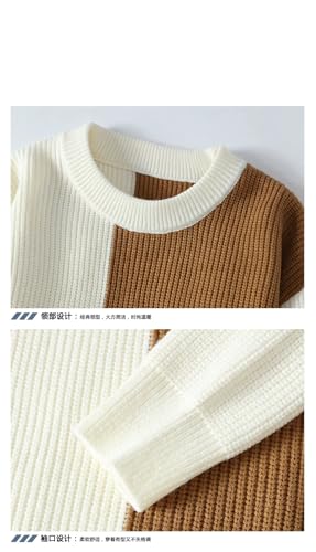 Men's Spliced Sweaters Slim Fit Streetwear Clothing Knit Sweater Korean Pullovers3