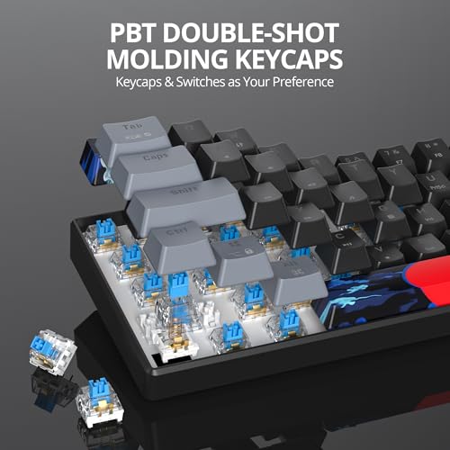 Image of Protable 60% Percent Gaming Keyboard Mechanical, Mini Compact RGB Backlit 61 Keys Wired Office Keyboard with Blue Switch for Mac /Win (Dark /Blue Switch)
