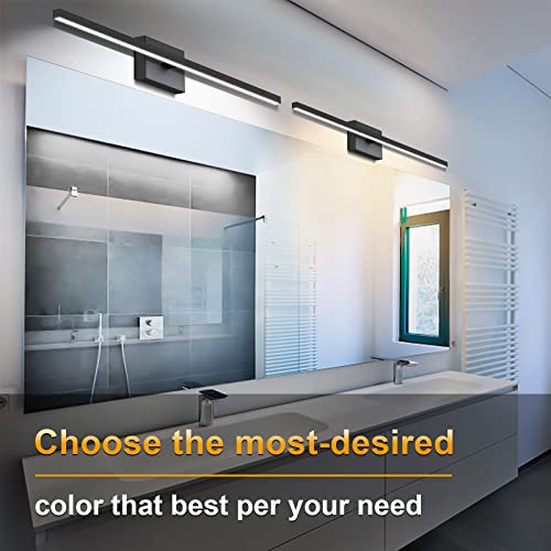 NIORSUN 48 inch Black Bathroom Vanity Light,30W 5CCT Dimmable LED Bathroom Lighting Fixtures Over Mirror, Modern Vanity Lights for Restroom Mirror- ETL Certified by NIORSUN - Used condition - Image 6