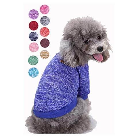 Bwealth Dog Clothes Soft Pet Apparel Thickening Fleece Shirt Warm Winter Knitwear Sweater for Small and Medium Pet (S, Dark Blue) Cover