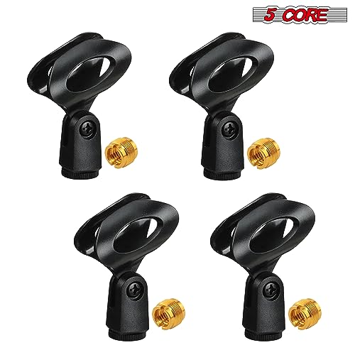 5 Core Mic Clips for Stands 4Pcs Microphone Clip Holder Universal Adjustable with 5/8