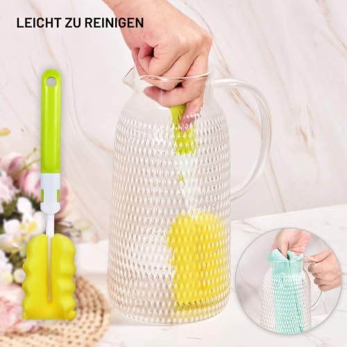 Foto von Aofmee 2.4 Liter Wasserkaraffe, Glaskaraffe mit Deckel, Karaffe Glas, Wasserkrug, Glaskanne mit Deckel, Pitcher, Wasser Karaffen, Glaskrug Hitzebeständig, Tee Karaffe, Saftkaraffe Wasserkanne mit Sieb