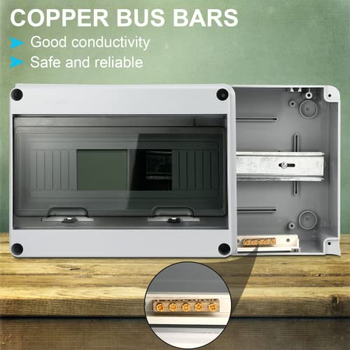 Royouzi Verteilerkasten Aufputz, IP65 Sicherungskasten Aufputz, Unterverteilung Aufputz mit Messingklemmen für Garten oder Außenbereichen, Villen, Ladesäulen (12 MODULE)