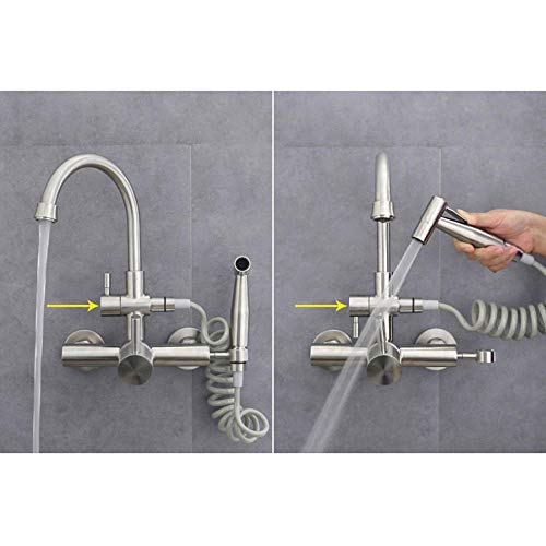 Robinet de cuisine mural encastré en acier inoxydable 304 orientable
