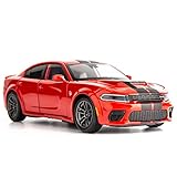 TGRCM-CZ 1/32 Scale Charger SRT Model Car, Zinc Alloy Toy Car with Sound and Light for Kids Boy Girl, Metal Body, Red