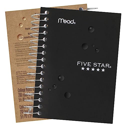 Five Star Spiral Notebooks, Fat Lil' Pocket Notebook, 6 Pack, College Ruled Paper, Fights Ink Bleed, Water Resistant Cover, 3-1/2" X 5-1/2", Small, 200 Sheets, Assorted Colors (38027) #TOP2