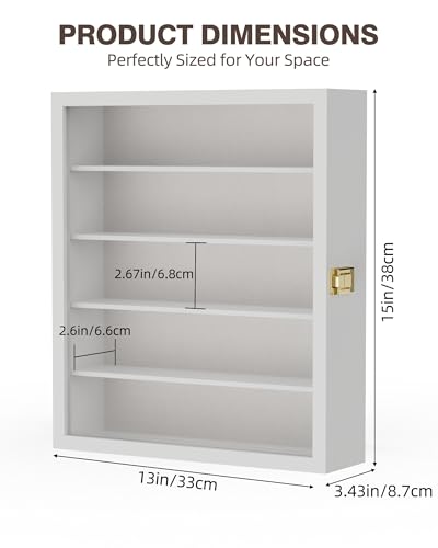 Image of TJ.MOREE 5-Tier Sunglasses Organizer Storage Wall Mounted: 13 x 15 inches Eyewear Display Case Rustic Wood Eyeglasses Holder Large Glasses Storage Box, White