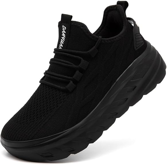 Image of Womens Tennis Shoes Sneakers Walking Running Gym Athletic Slip On Shoes Casual Workout Shoes for Women Lightweight Comfortable Breathable Black US Size 6