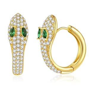 Dangle Earrings for Women Girl Snake Emerald Huggie Hoop Earrings with Emerald Green Studs Jewelry and Vintage Charm Small and Dainty Snake Shaped Drop Earrings for Minimalist and Stylish Look