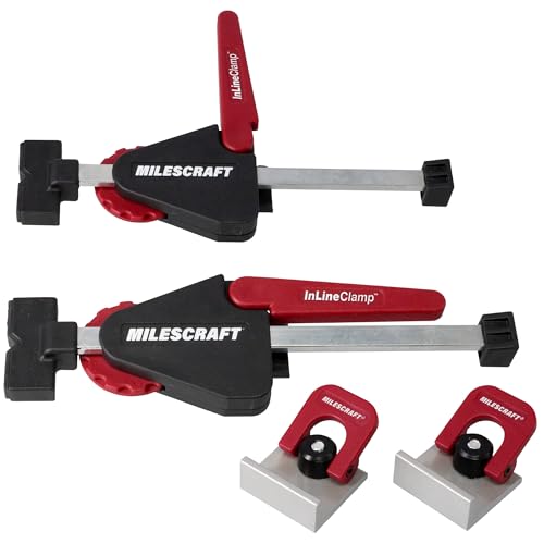 Image of Milescraft 4030 InLine Clamps T Track Clamp (2 pack) - Adjustable T-Track Clamps for Woodworking. Apply Horizontal Pressure for all your Clamping Projects. Includes (2) CamStop Clamps.
