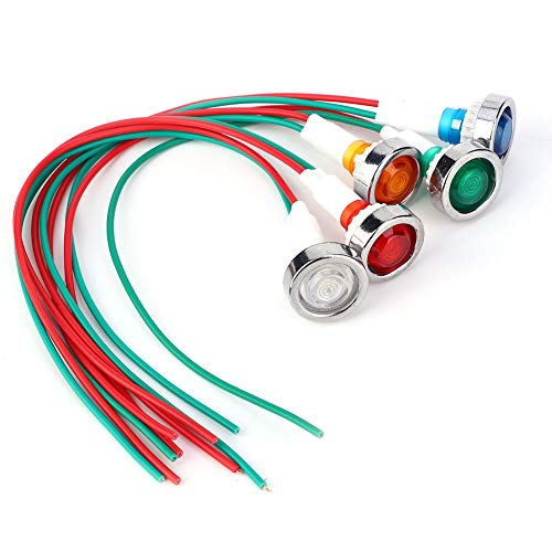 LED Lamp Power Indicator Light with Wire Cable 15pcs DC12V 10mm Resistant Anti Vibration Red Green Yellow Blue White Mounting Hole Diameter Suitable for