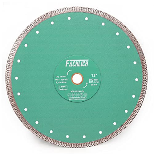 Fachlich Diamond Porcelain Saw Blade - 12" Tile Blade 300Mm Ceramic Cutting Disc With X Teeth Turbo Mesh Rim,For Ceramic Tile Porcelain Granite Marbles #TOP6