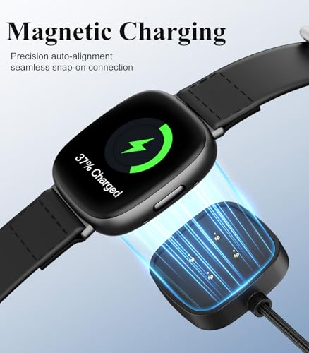 TiMOVO Smartwatch Charger for Fi-tbit Versa 4/3, Sense 2/1, Replacement Charging Cable Cord Magnetic Dock Stand for Goo-gle Pixel Watch 3/2, 3.3Ft - Thumbnail 2