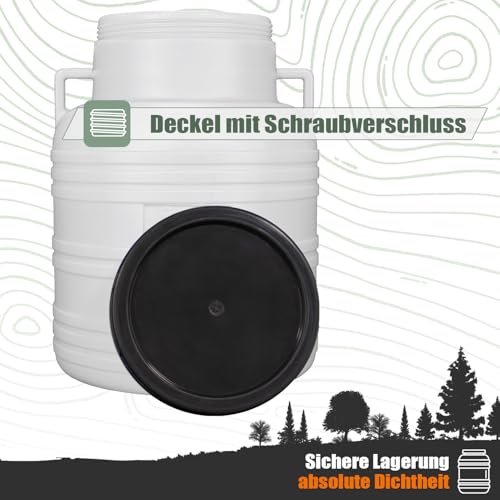 FIXKRAFT Weithalsfass Lebensmittelecht 60L Futtertonne Hund Gärbehälter Futter Tonne mit Deckel Maischefass Schraubdeckel 60 Liter Camping Kanister Gärfass (Weiß)