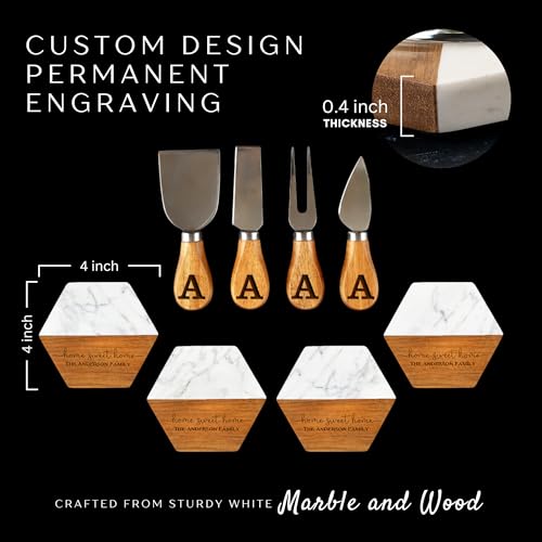 Tabla rectangular de mármol y madera personalizada miniatura 4