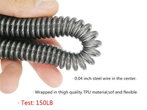 10ft-150LB Retractable Fishing Coiled Lanyard Stainless Steel Inside Heavy Duty Fishing Safety Rope Rod Leash Extension Cord Tether for Deep Sea Fishing Tools Rod Kayak Paddles - Image 6