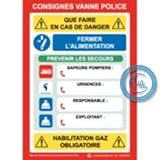 AUA SIGNALETIQUE - Consigne Vanne Police - Vinyle Adhésif, A4 : 210x300 mm