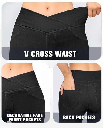 CLOZOZ Stretchy Jeans for Women Tummy Control Jeggings for Women Skinny Trendy Pants with Pockets4