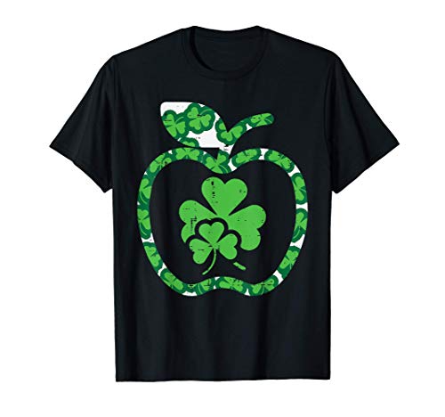 Shamrock Apple Clover Lucky St Patricks Day Teacher Gift Maglietta