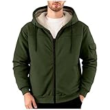 Winterjacke Herren Fleecejacke mit Kapuze Fleecegefüttertes Innenfutter Einfarbiges Design Reißverschluss Männer Komfortable Mode für Alltag Stadtbesuche Outdoor Aktivitäten Arbeit und Reisen