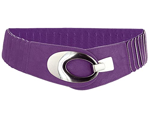 irisaa breiter Damen Gürtel Elastischer Taillengürtel, Hüftgürtel Stretch Gürtel mit Hakenverschluss, Damen Taillengürtel 2020:Lila, Damen Taillengürte Größe:ONE SIZE