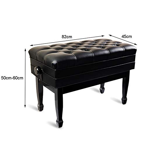 Adjustable Deluxe Two-Person Piano Bench Easy to Assemble Artist Piano Stool with Music Storage with Sofa Leather for Teacher Students