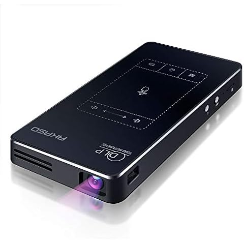 AKASO WT50 Mini Projector with WiFi and Bluetooth, 1080P DLP Portable Movie Projector Home and Outdoor, Built-in Battery & Android System, Cookie Projector for iPhone and Phone Cover