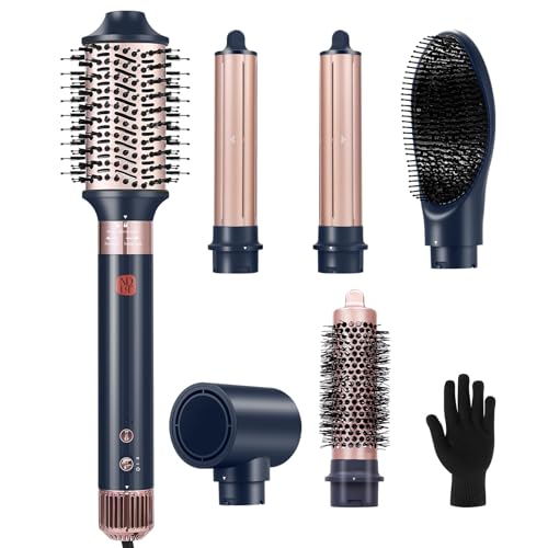 6 in 1 Flexstyle Hair Styler, NDLTER High Concentration of Negative Ions Hair Dryer, Blow Dryer Brush, Straightening Brush, Curling lron, Round Brush for Fast Drying Curling Straightening & Smoothing