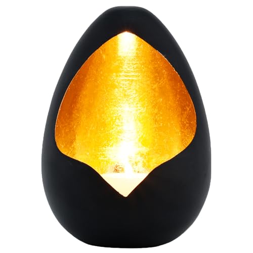 Marrakech - Photophore oriental - En métal - 20 cm - Décoration de table - Doré/noir - Pour bougies chauffe-plat