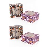 evelay 4 cajas de chocolate de 4 agujeros para magdalenas dulces de Halloween con ventana
