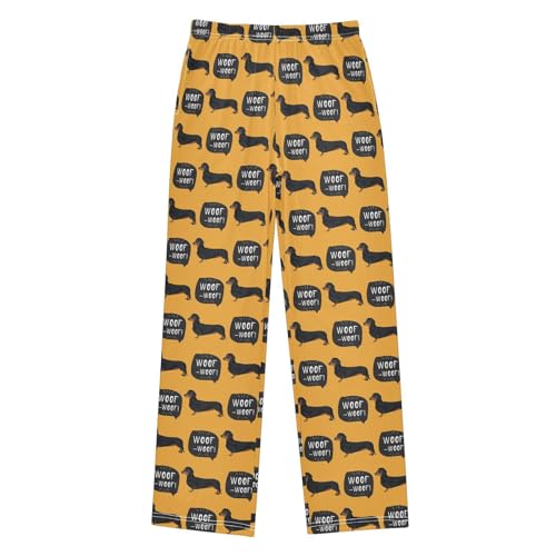 ZZXXB Cute Dachshund Dog Woof Boys Long Pants Soft Trousers Elastic Waist Kids Lounge Bottoms with Pockets S-XL