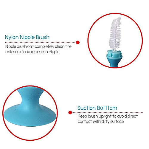 2 Pack Easy Clean Bottle Brush with Suction Base