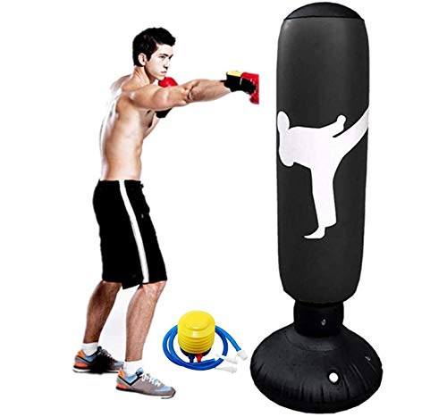 Punching Bag for Kids, 63Inch Punching Bag Freestanding Boxing Bag Fitness Punching Bag Column Tumbler Sandbag, for Practicing Karate, Taekwondo, Decompression Kick Training, with Air Pump