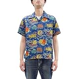 [サンサーフ] アロハシャツ SS39538 アンクルトリス Ocean Activities 柳原良平 with MOOKIE メンズ コットン ハワイアンシャツ 半袖シャツ (JP, アルファベット, M, 128ネイビー)