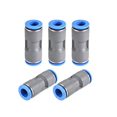 Image of sourcing map Straight Push Connectors 10mm Quick Release Pneumatic Connector Plastic Union Pipe Tube Fitting Grey 5Pcs