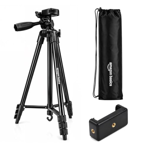 Image of Amazon Basics 60-Inch Aluminium Tripod for DSLR & Camera, 5kg Load Capacity, Portable Lightweight with 360 Ball Head, Clip Lock System & Carry Bag, for Photography & Video Recording